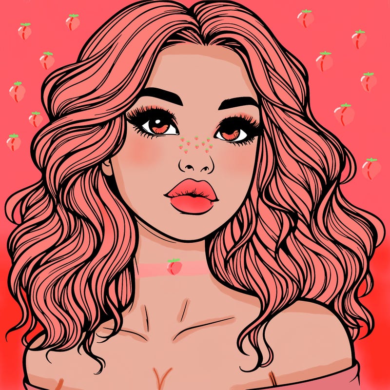 realistic girl with wavy hair and lips