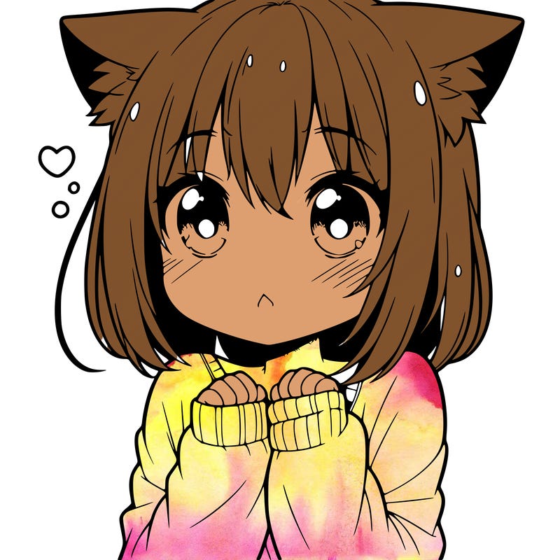 shy anime catgirl