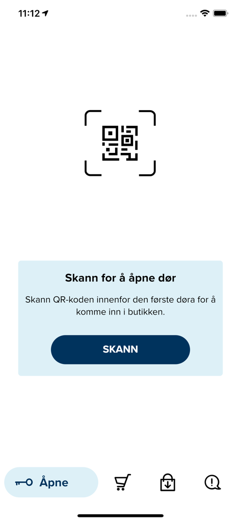 Coop Key app interface for scanning a QR code to unlock a store door