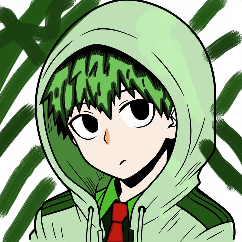 manga character with a hoodie