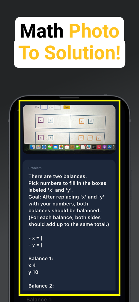 Math AI Calculator & Solver - Math AI app scanning a photo of a math problem to provide a step-by-step solution.