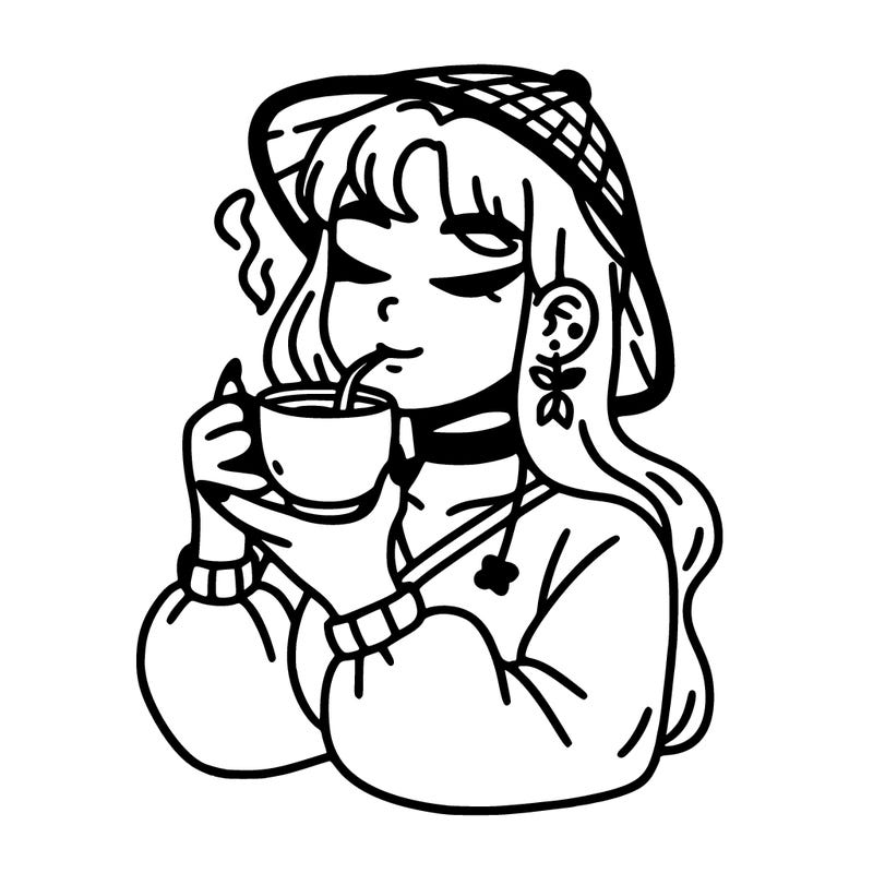 aesthetic girl drinking tea