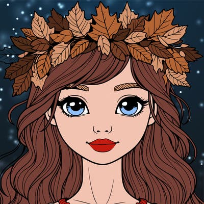 realistic girl with fall leaf crown