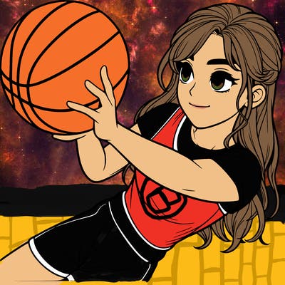 realistic girl playing basketball