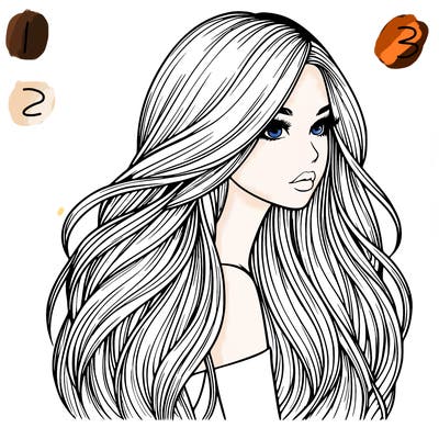 realistic girl with long realistic hair