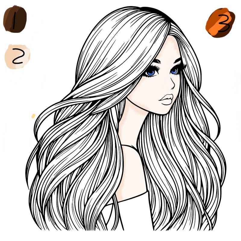 realistic girl with long realistic hair