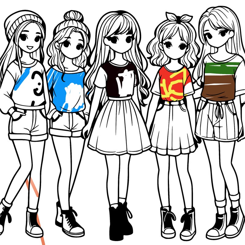 a group of five girls