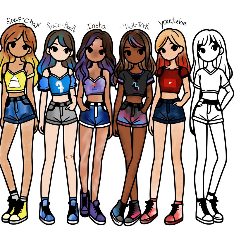 a group of girls wearing crop tops and shorts