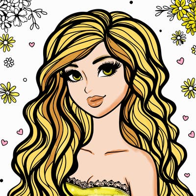 pretty woman with long wavy hair