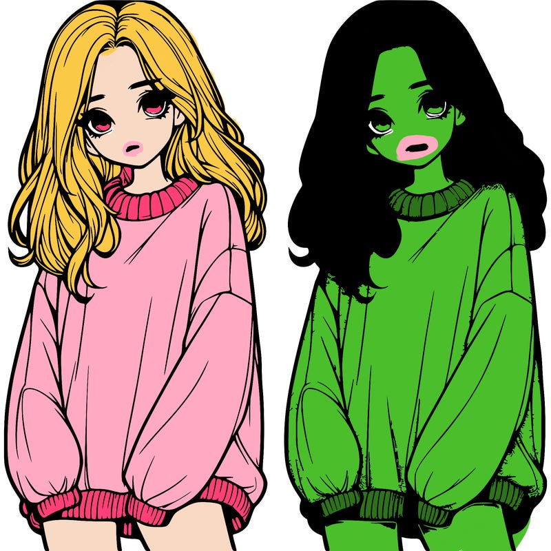 realistic girl with baggy sweater