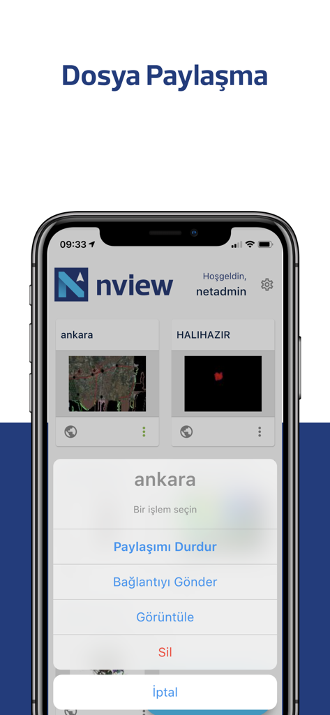 Nview - Nview app interface displaying file sharing and management options for engineering projects