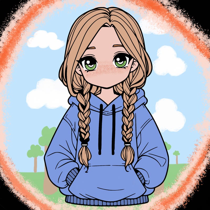 a realistic girl with a oversized hoodie and she has braids