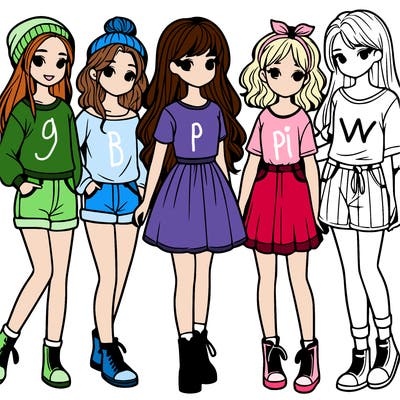 a group of five girls