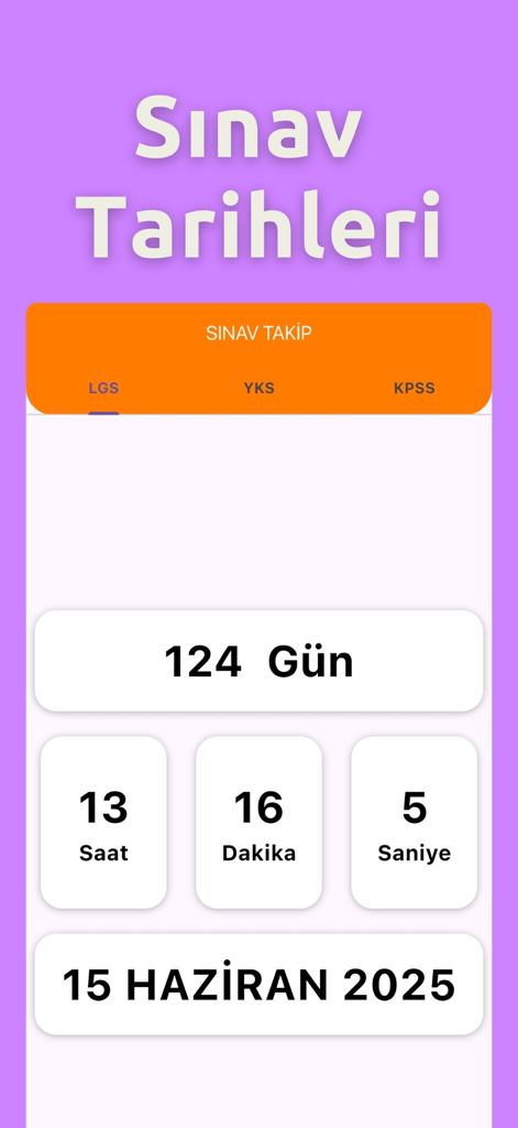 Jasmin Academy - Jasmin Academy app screen showing a countdown timer for Turkish national exams like LGS and YKS.