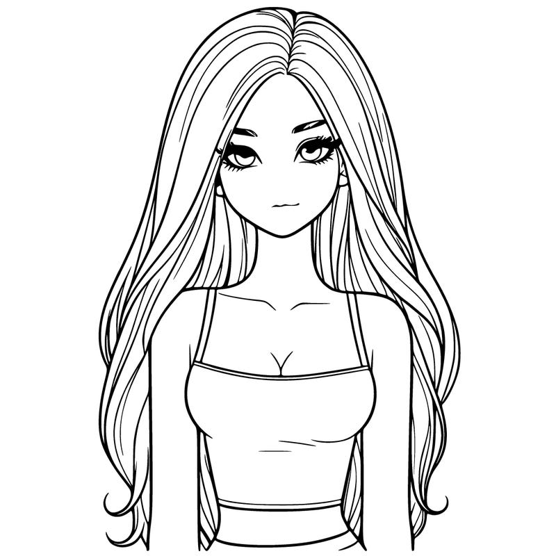 realistic girl long hair chubby