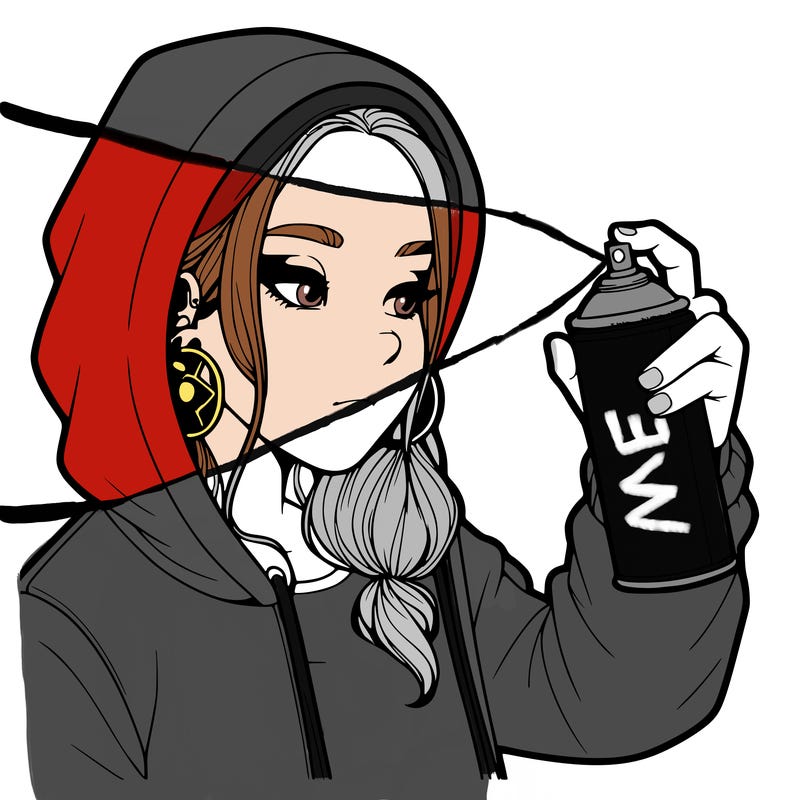 a realistic girl, spray painting