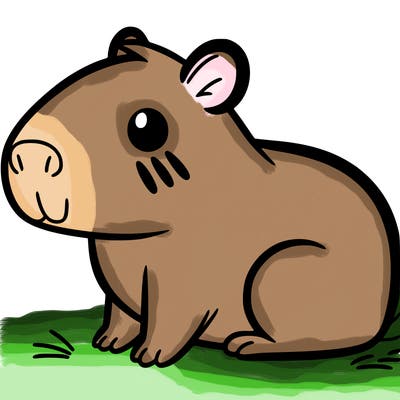 cute, simple black lined, no shading, capybara, colouring book