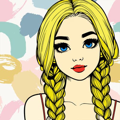 realistic girl with braids