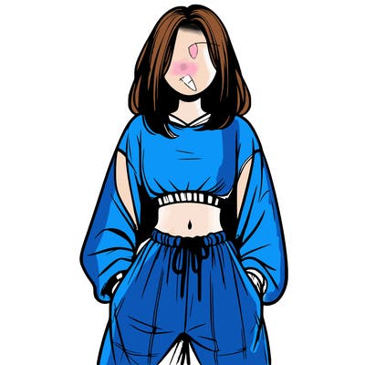 realistic girl faceless with baggy pants and a crop top