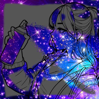 a realistic girl spray, painting