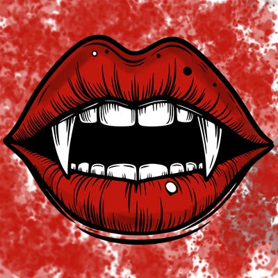 lips with vampire teeth