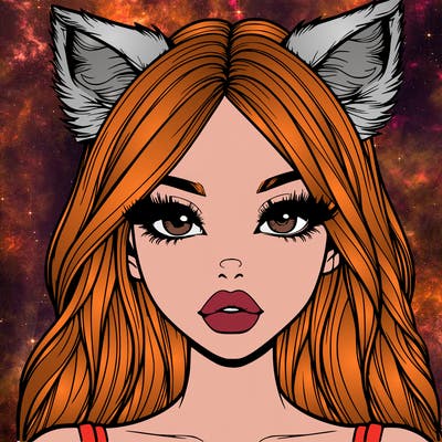 realistic girl with fox ears and realistic lips