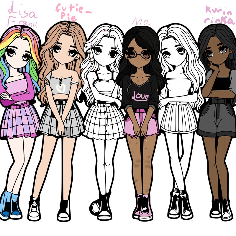 a group of girls realistic