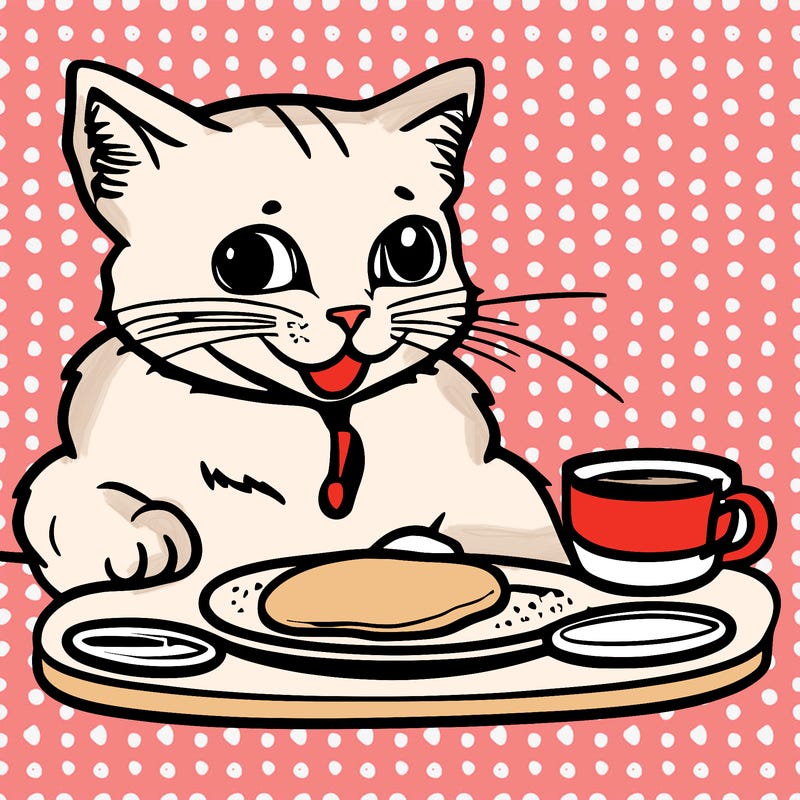 cat eating pancakes