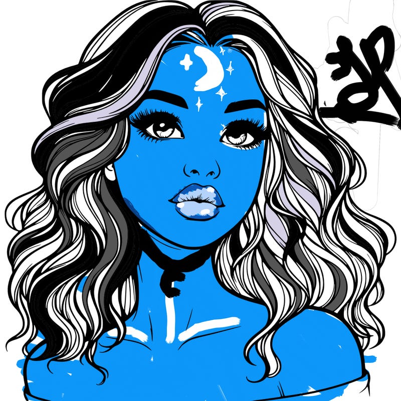 realistic girl with wavy hair and lips