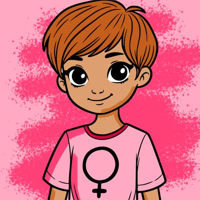 girl with pixie cut and feminist shirt