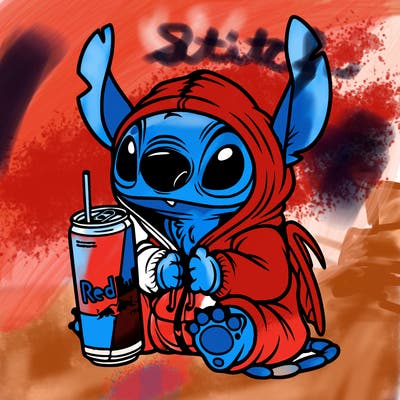 stitch a hoodie and redbull