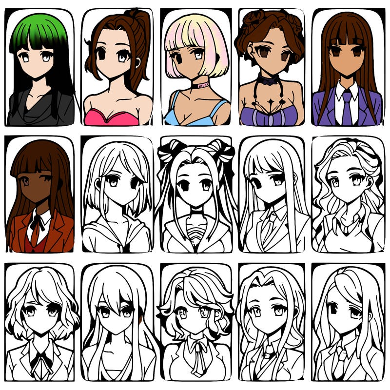 girls that look diffrent anime