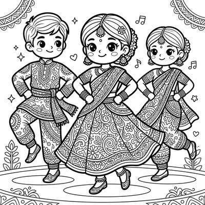Discover the enchanting world of Kawaii folk dance with this captivating coloring page designed for adults. Featuring three adorable dancers in traditional attire, it offers a delightful blend of cultural beauty and intricate artistic detail.