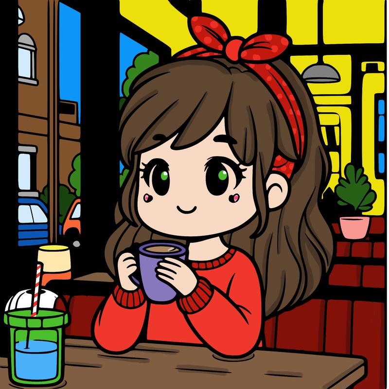 girl drinking coffee in coffee shop