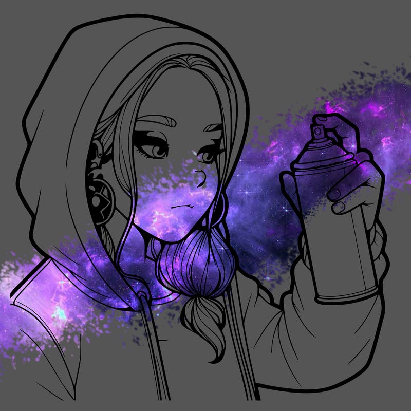 a realistic girl, spray painting