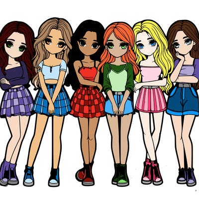 a group of girls realistic