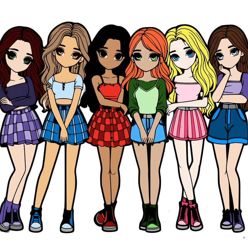 a group of girls realistic