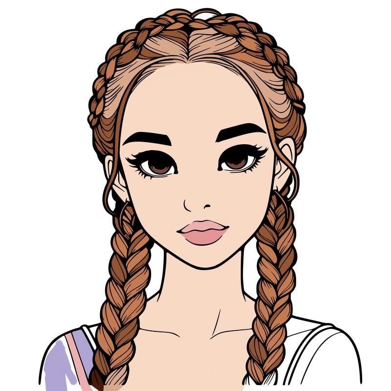 realistic girl with braids