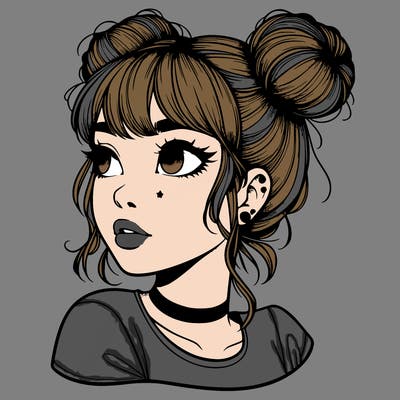 realistic girl with spacebuns