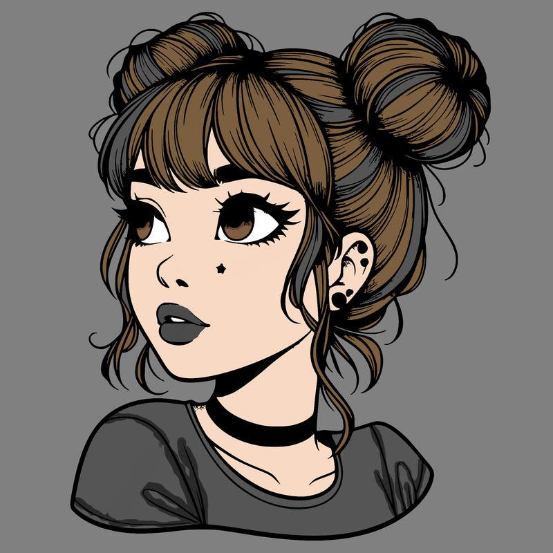 realistic girl with spacebuns
