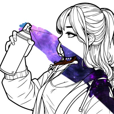 a realistic girl spray, painting