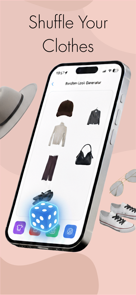 Stylegenai - Outfit Planner - Stylegenai app interface for shuffling clothes to generate random outfit ideas