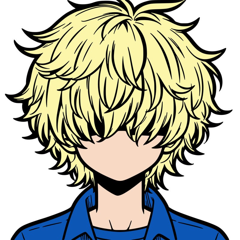 manga boy fluffy hair covering his eyes