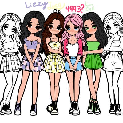 a group of girls realistic