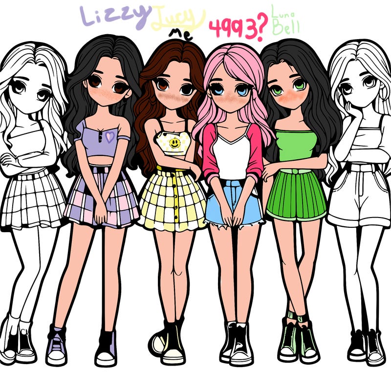 a group of girls realistic