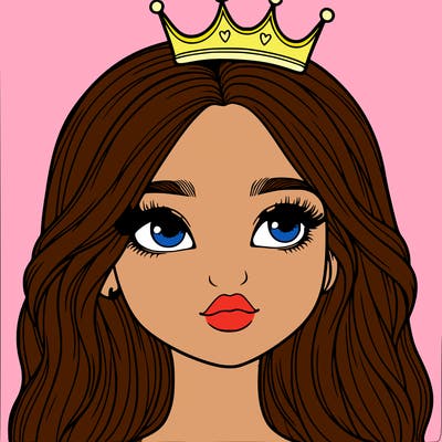 a realistic girl with a crown on