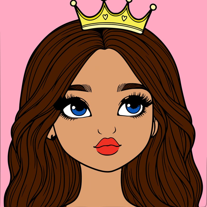 a realistic girl with a crown on