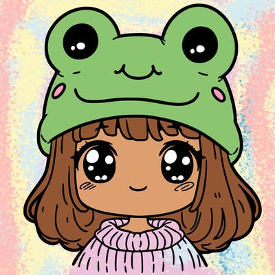 a girl with a frog hat