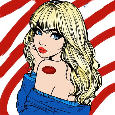 realistic girl with bangs looking over her shoulder