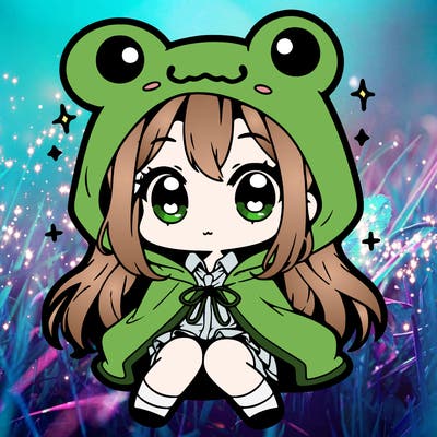 chibi girl with frog hoodie